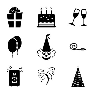 Beyaz arka plan üzerinde siyah vektör doğum Icons set