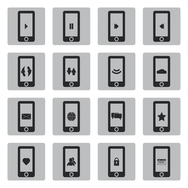 Vector zwarte mobiele pictogram — Stockvector