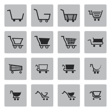 alışveriş sepeti Icons set vektör siyah
