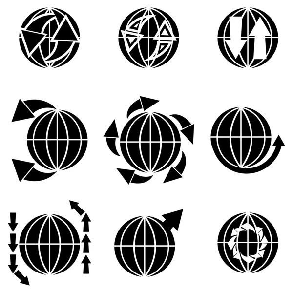 Vector black globe icon set — Stock Vector