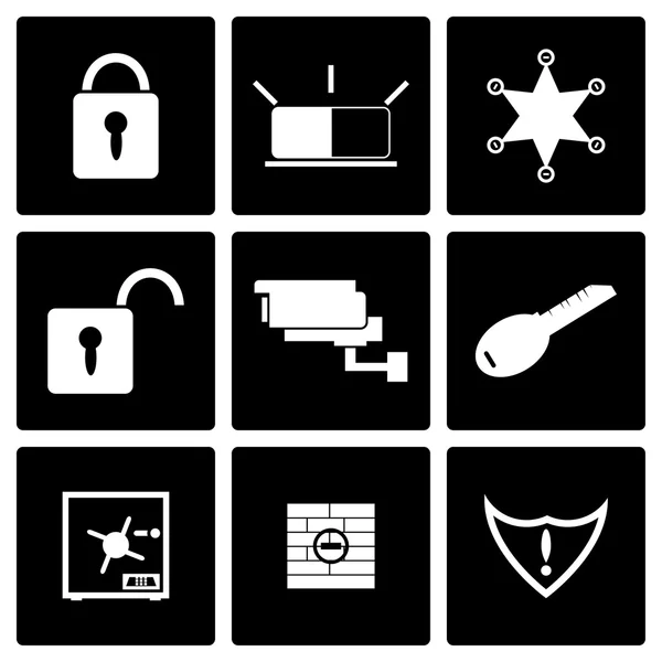 Vector witte veiligheid icons set — Stockvector