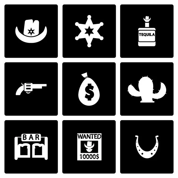 Vector white wild west icon set — Stock Vector