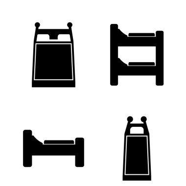 vektör siyah yatak simgeler kümesi