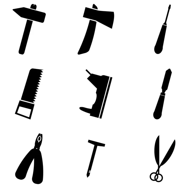 Vector black carpentry icon set — Stock Vector