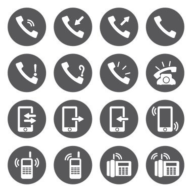 Vektör beyaz telefon Icons set