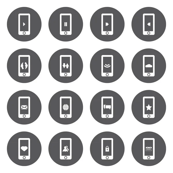 Vector witte mobiele icons set — Stockvector