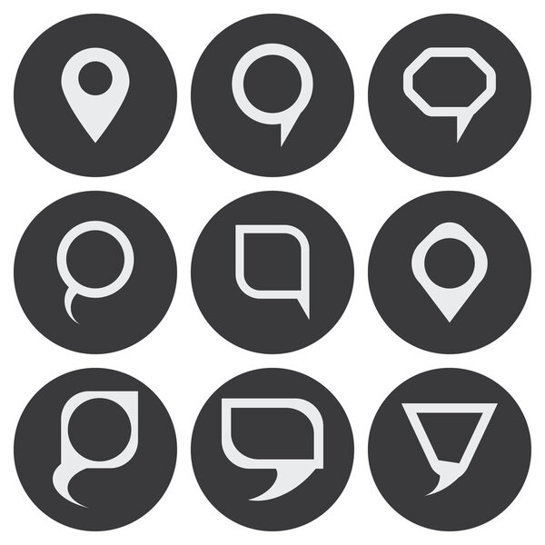 Vector white map pointer icons set
