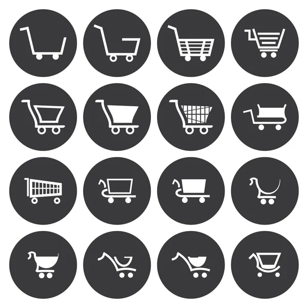 Vector white shopping cart icons set — Stock Vector