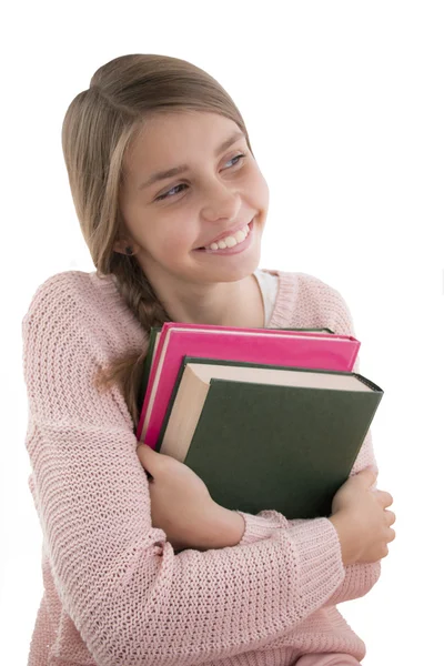 Dospívající dívka s knihami — Stock fotografie