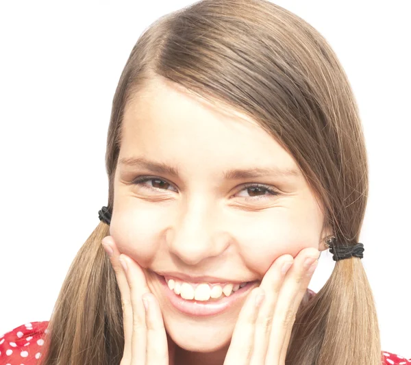 Portret van een lachend jong meisje — Stockfoto
