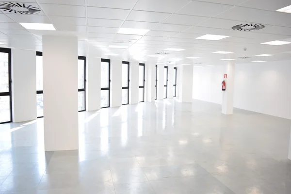 White open empty office interior with many windows, light office space