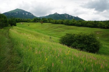 Clouds over the mountain on a summer day