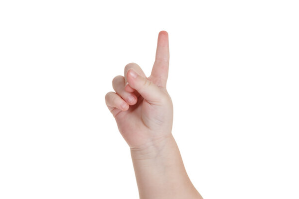 Жест, прекрасная детская рука указывает направление
