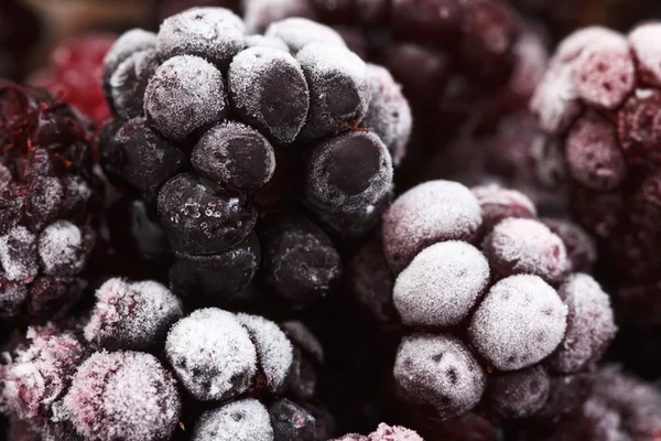 Frutas de amora congeladas, fundo alimentar — Fotografia de Stock