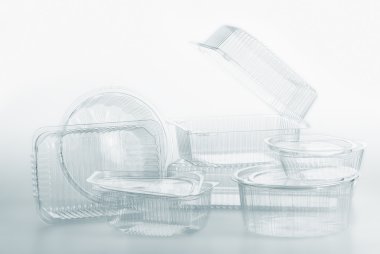 Şeffaf plastik konteyner kutu gıda paket beyaz grup