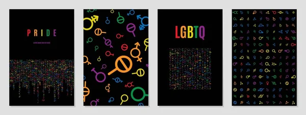 Black Sign Pride Lgbt Symbole Arc Ciel Illustration Fond Vecteur — Image vectorielle