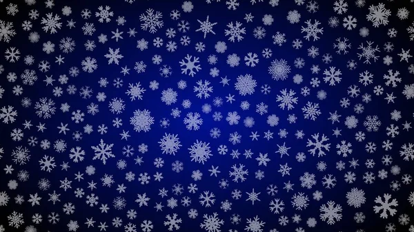 Mavi Noel Arkaplan Kar Resimli Xmas Beyaz Kar Tanesi — Stok Vektör
