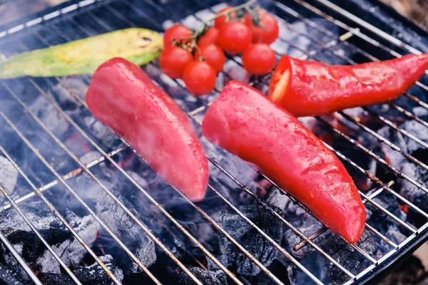 Legume Grătar Marinadă Bbq Alimente Sănătoase Grătar Grilă Fierbinte — Fotografie, imagine de stoc