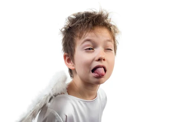 Angel Wings Little Boy Kid White Background Love Person — Stock Photo, Image