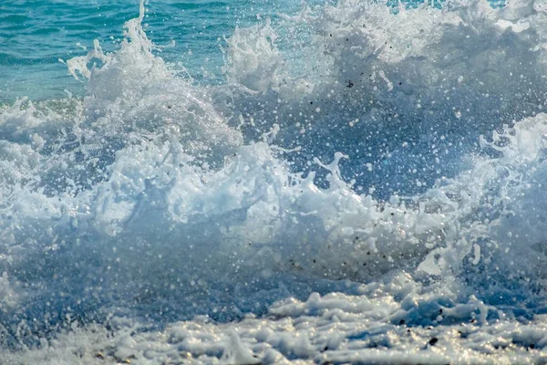 Vague Océanique Avec Embruns Été Marin Puissance Déplacement — Photo