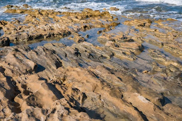 Zee Oceaan Strand Met Golf Spray Stormkust — Stockfoto