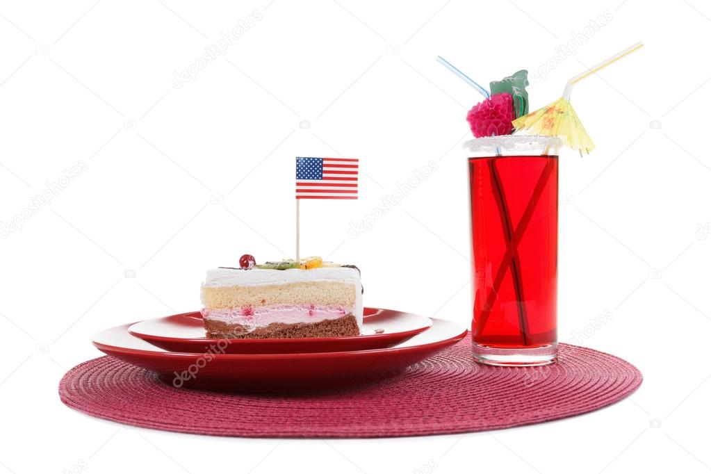 American flag and cake