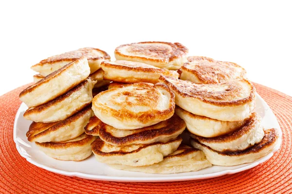 Homemade flapjacks on a plate, Isolated white background — Stock Photo, Image