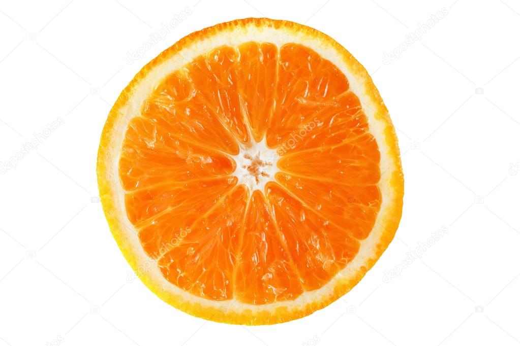 Slice of orange fruit isolated