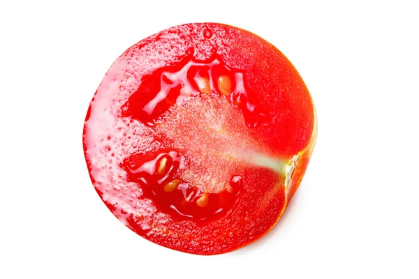Tomatenschijfje geïsoleerd op witte achtergrond — Stockfoto