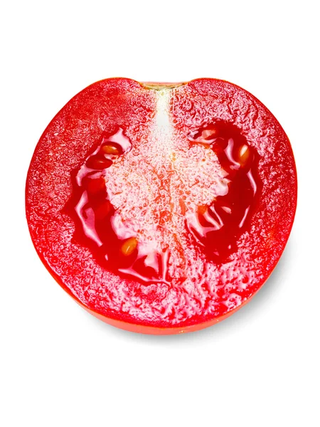 Φέτα ντομάτας απομονωμένη σε λευκό φόντο — Φωτογραφία Αρχείου