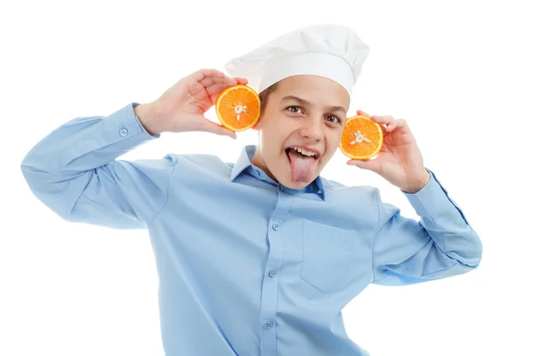 Portrait of teen Cook. On white background. — Stock Photo, Image