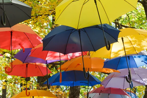 Много разноцветных зонтиков — стоковое фото