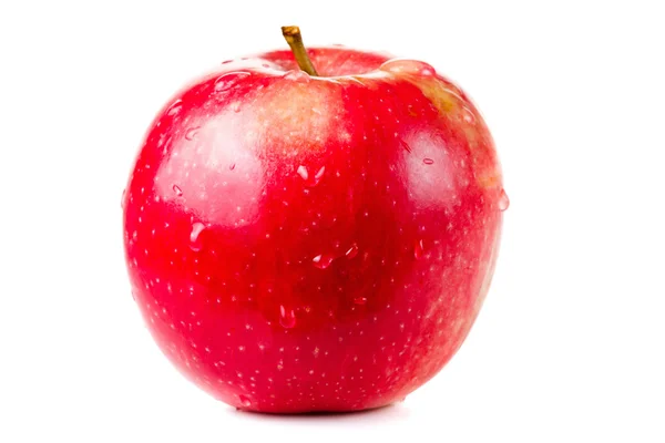 Manzana húmeda roja deliciosa aislada en blanco — Foto de Stock
