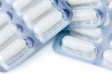 Makro çekimler beyaz kapsül