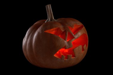 Cadılar Bayramı Balkabağı Jack O Lantern siyah parlak içeriden