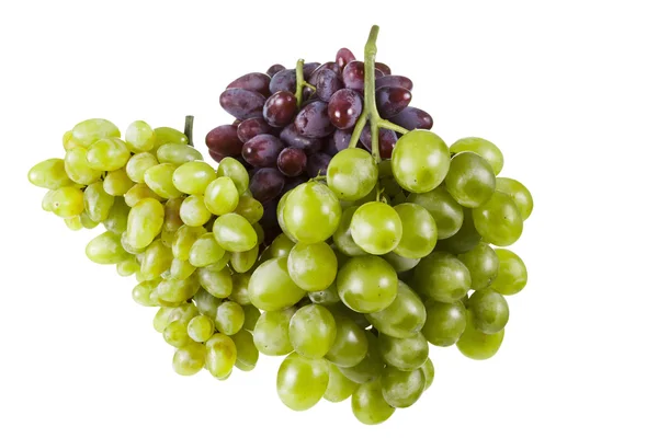 Plusieurs variétés de raisins mûrs sur fond blanc — Photo