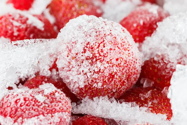 Fresas, congeladas para el almacenamiento a largo plazo de hielo . — Foto de Stock