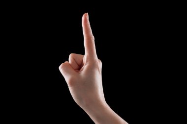 Jest, genç kadının el yön veya touch cihazları gösterir.