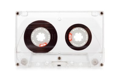 Eski optik ses kaset, beyaz zemin üzerine, boş atış makro