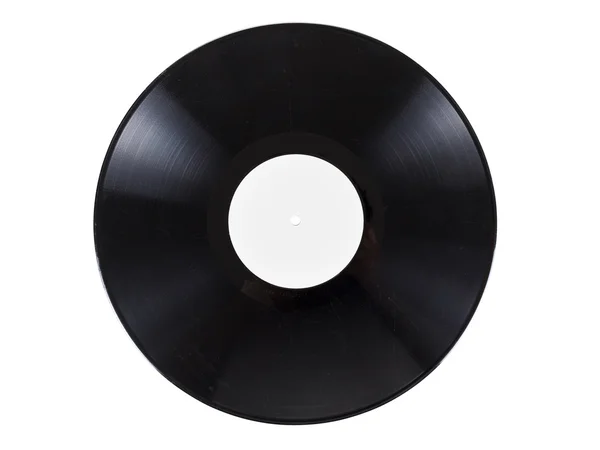 Retro vinyl audio record met krassen, geïsoleerd op witte achtergrond. — Stockfoto