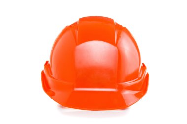 Beyaz arka planda, kask kırmızı kask