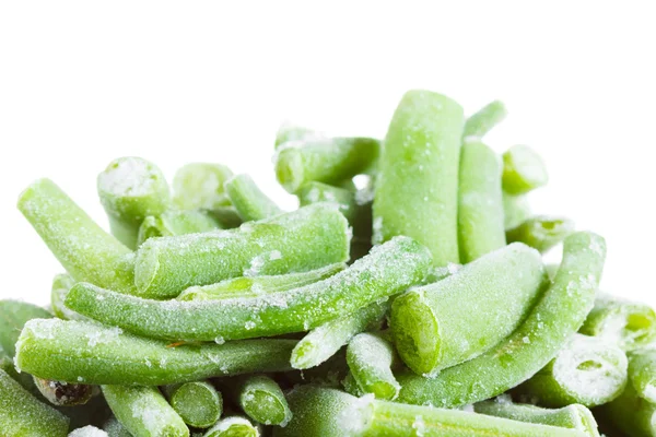 Frozen green beans. Isolated on white. — Stock Photo, Image