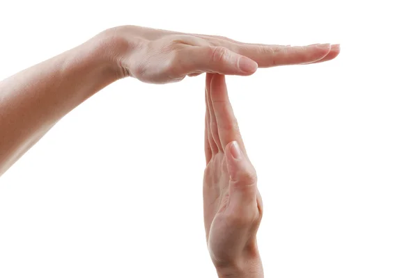 Duraklat veya sonu zaman el hareketi, beyaz arka plan üzerinde