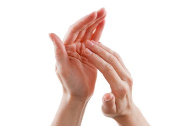 Beyaz arka plan alkış izole güzel eller