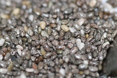 kurutulmuş chia tohumlarının makro fotoğrafı