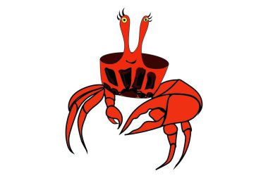 Komik Yengeç Çizimi Denizi 