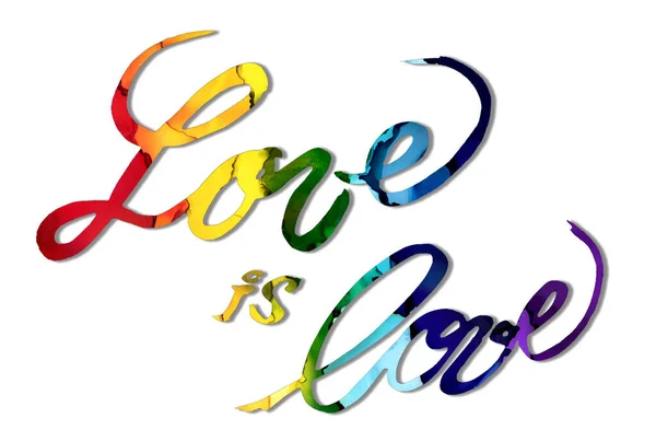 Love Love Handwritten Text Isolated White Rainbow Colors Alcohol Ink — Stock Photo, Image