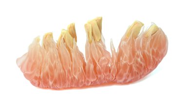 Beyaz arkaplanda izole edilmiş bir greyfurtun bölümü