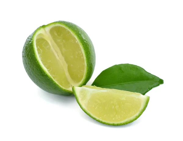 Agrumi Freschi Lime Isolati Fondo Bianco — Foto Stock