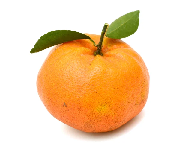 Rasgar mandarinas con hojas aisladas sobre fondo blanco —  Fotos de Stock